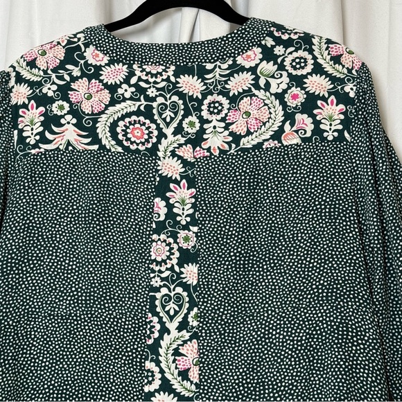 Boden Mollie Patchwork Shift Dress Green Floral Long Sleeve Women’s 16R - Picture 10 of 16